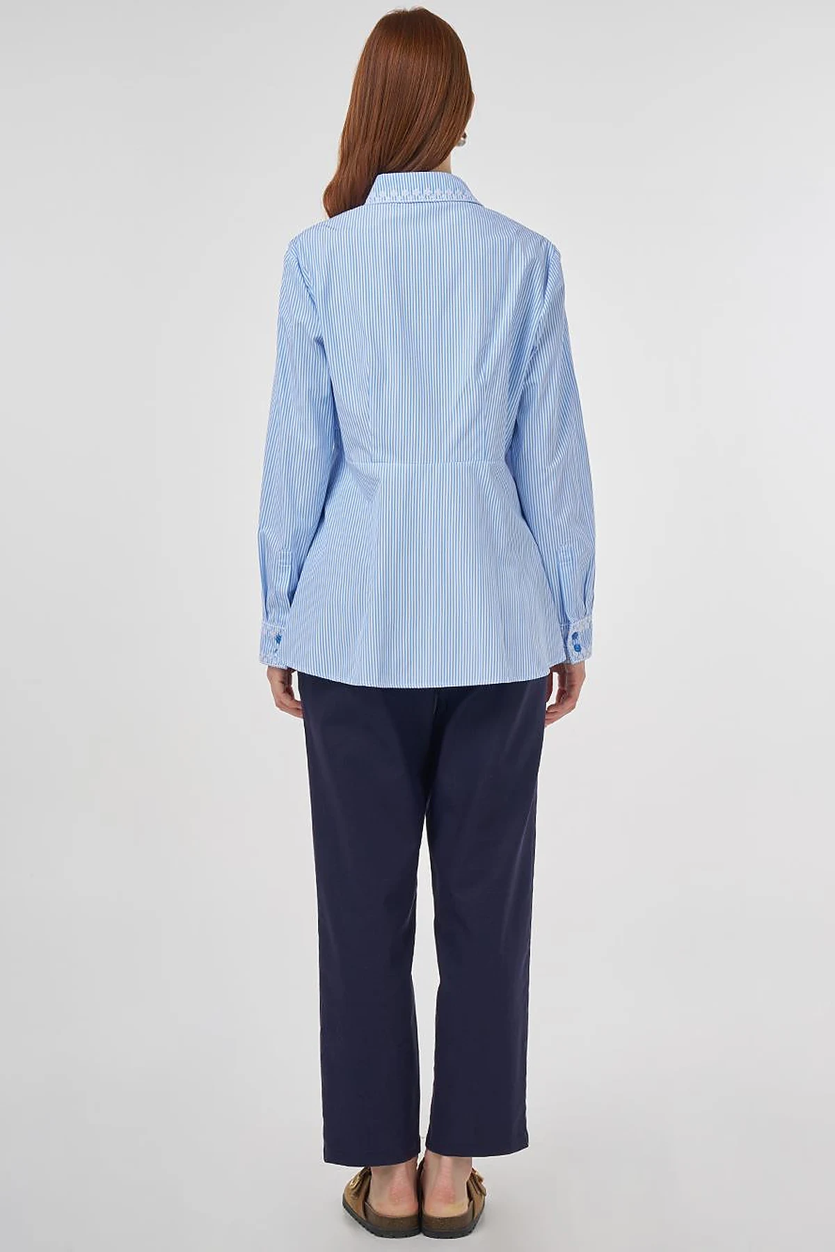 Aida Embroidered Cotton Blouse Blue