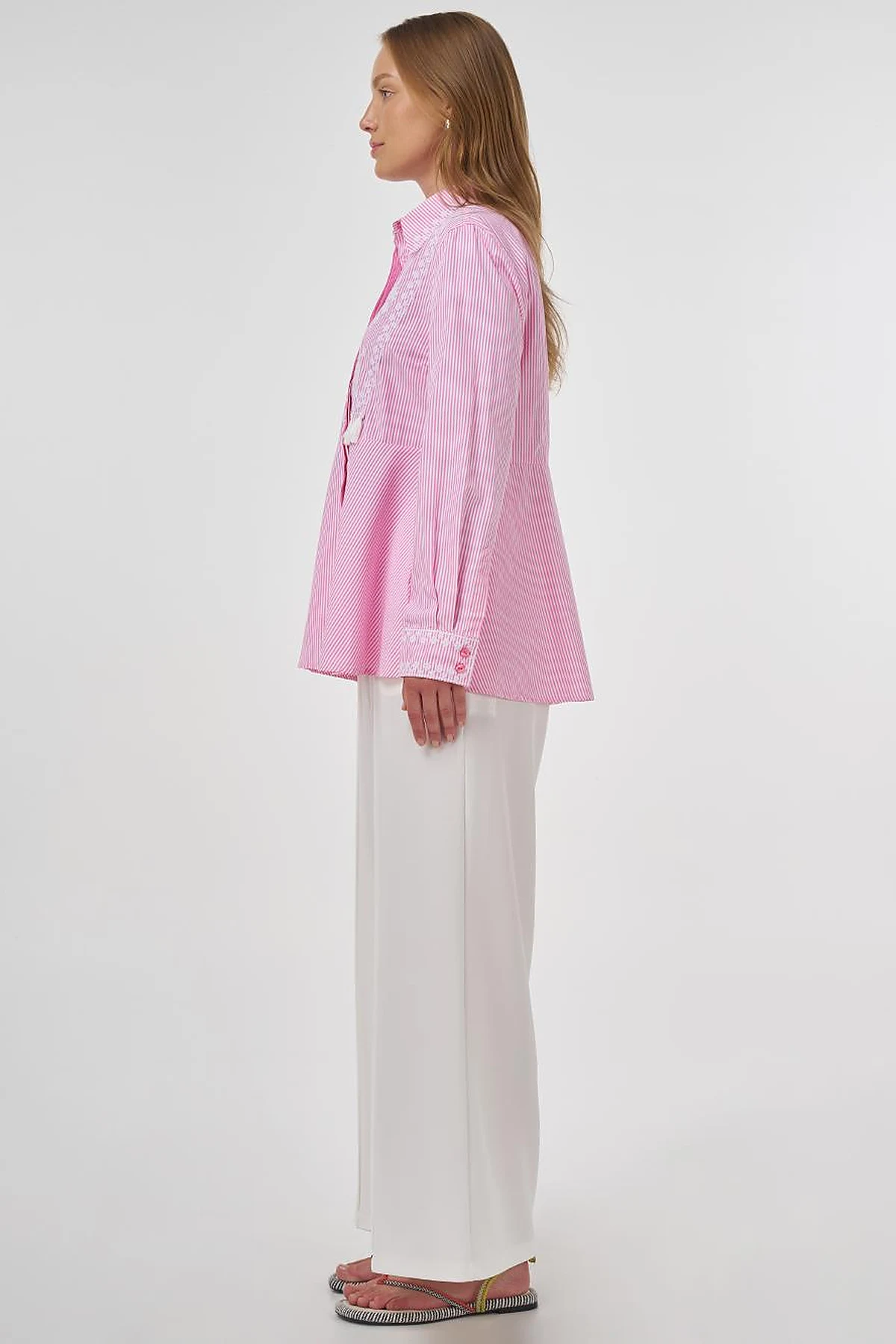 Aida Embroidered Cotton Blouse Candy Pink