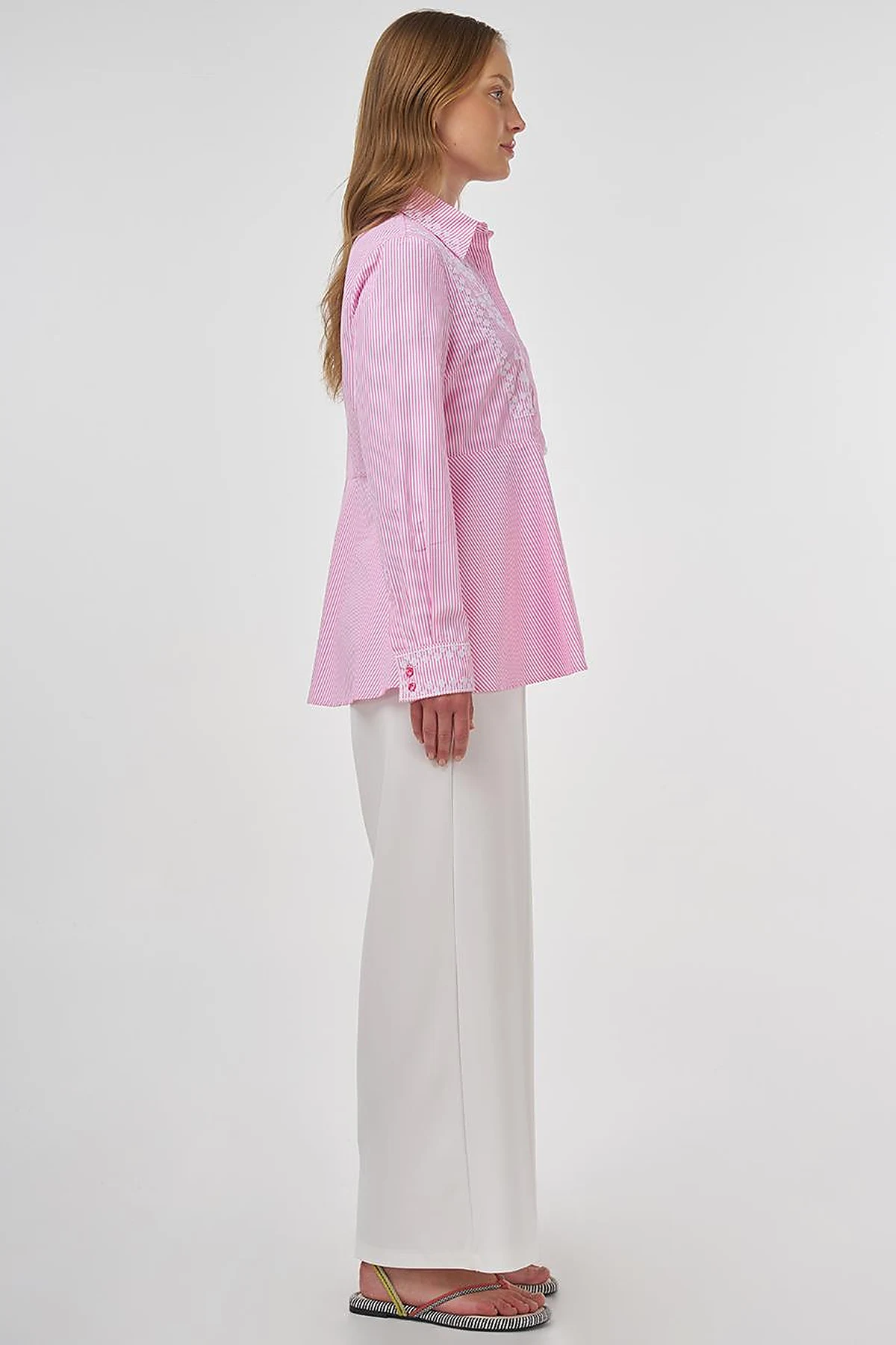 Aida Embroidered Cotton Blouse Candy Pink