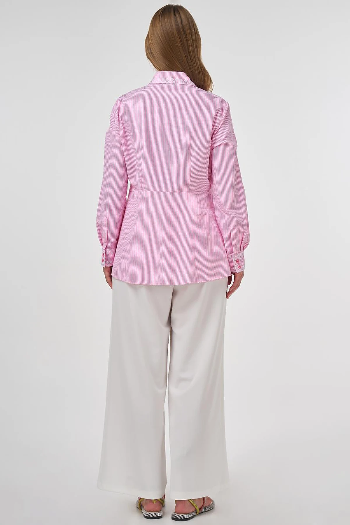Aida Embroidered Cotton Blouse Candy Pink