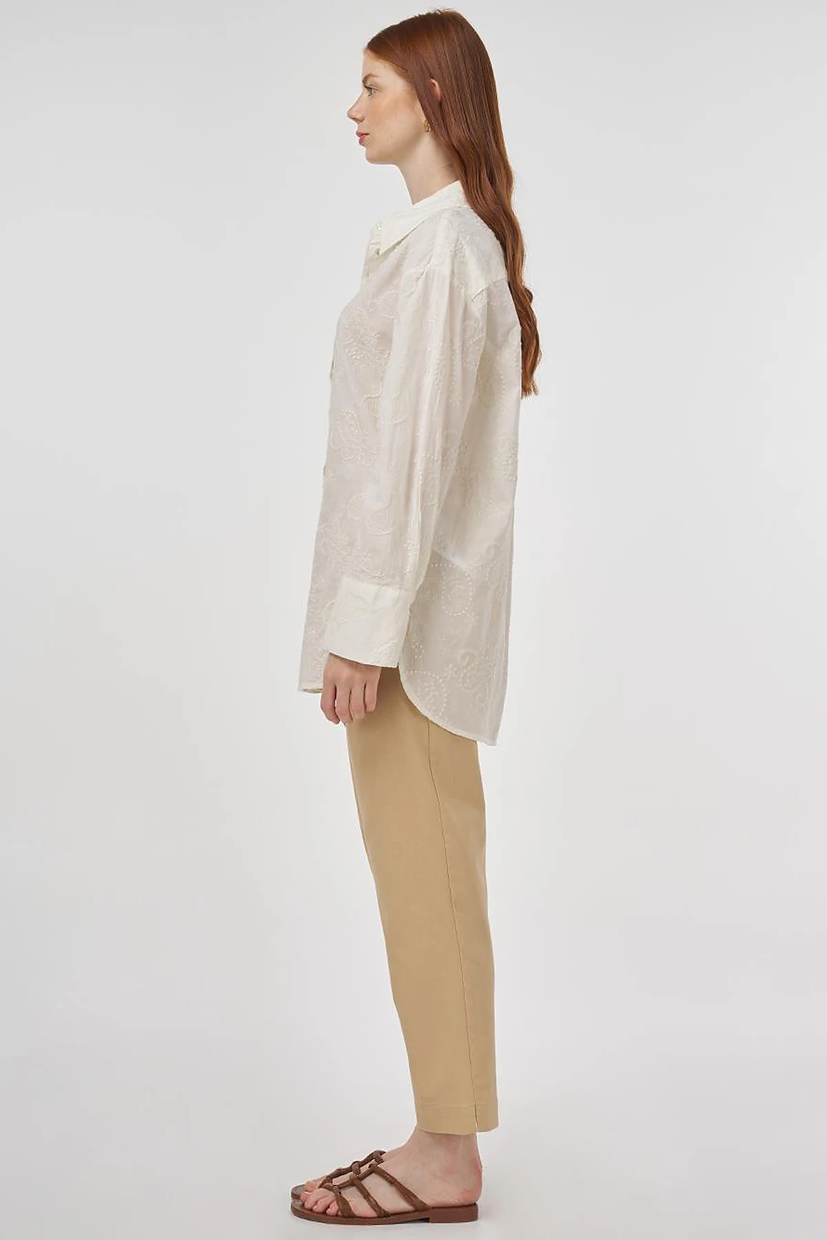 100% Cotton Tunic with Wide Cuffs Ecru