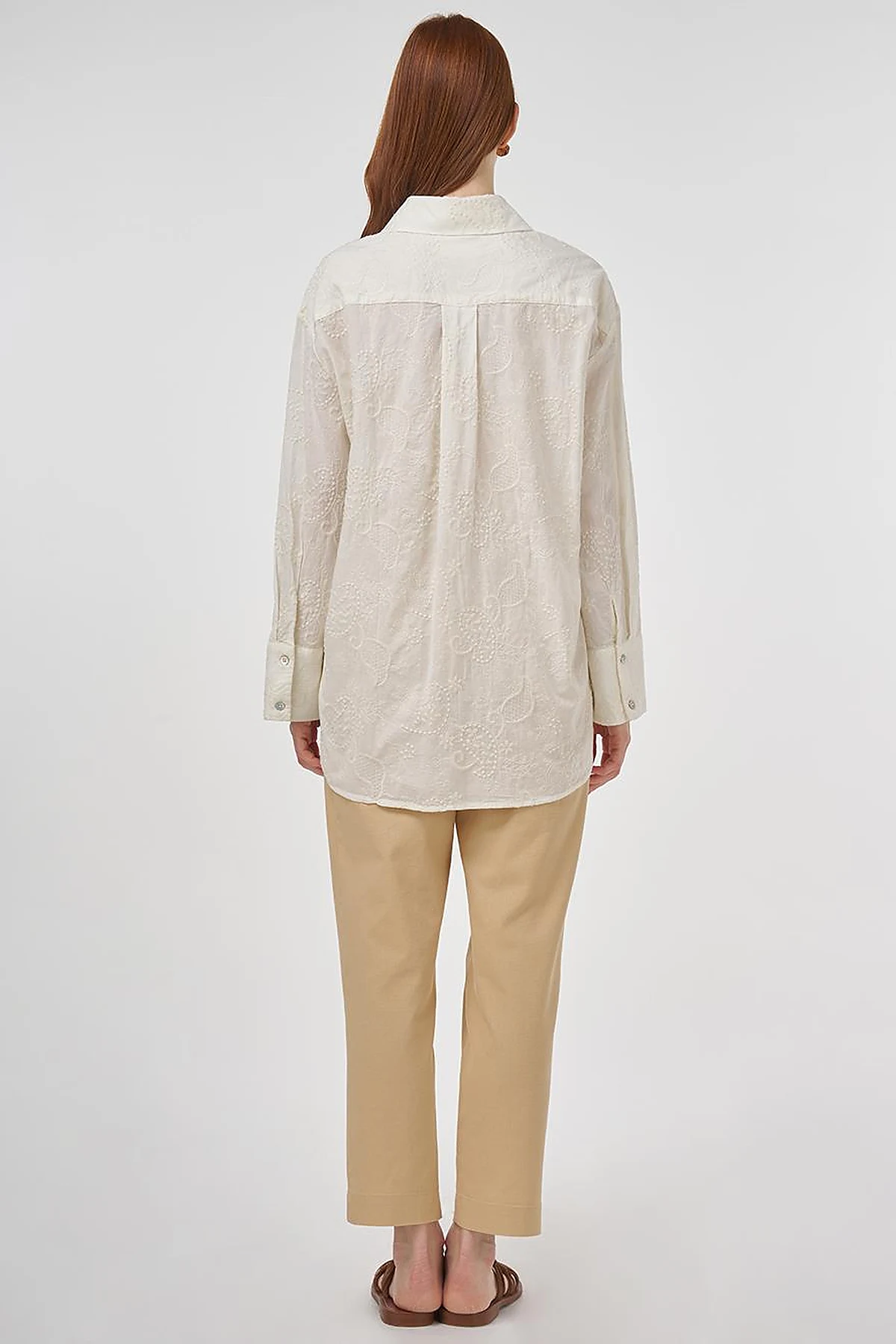 100% Cotton Tunic with Wide Cuffs Ecru