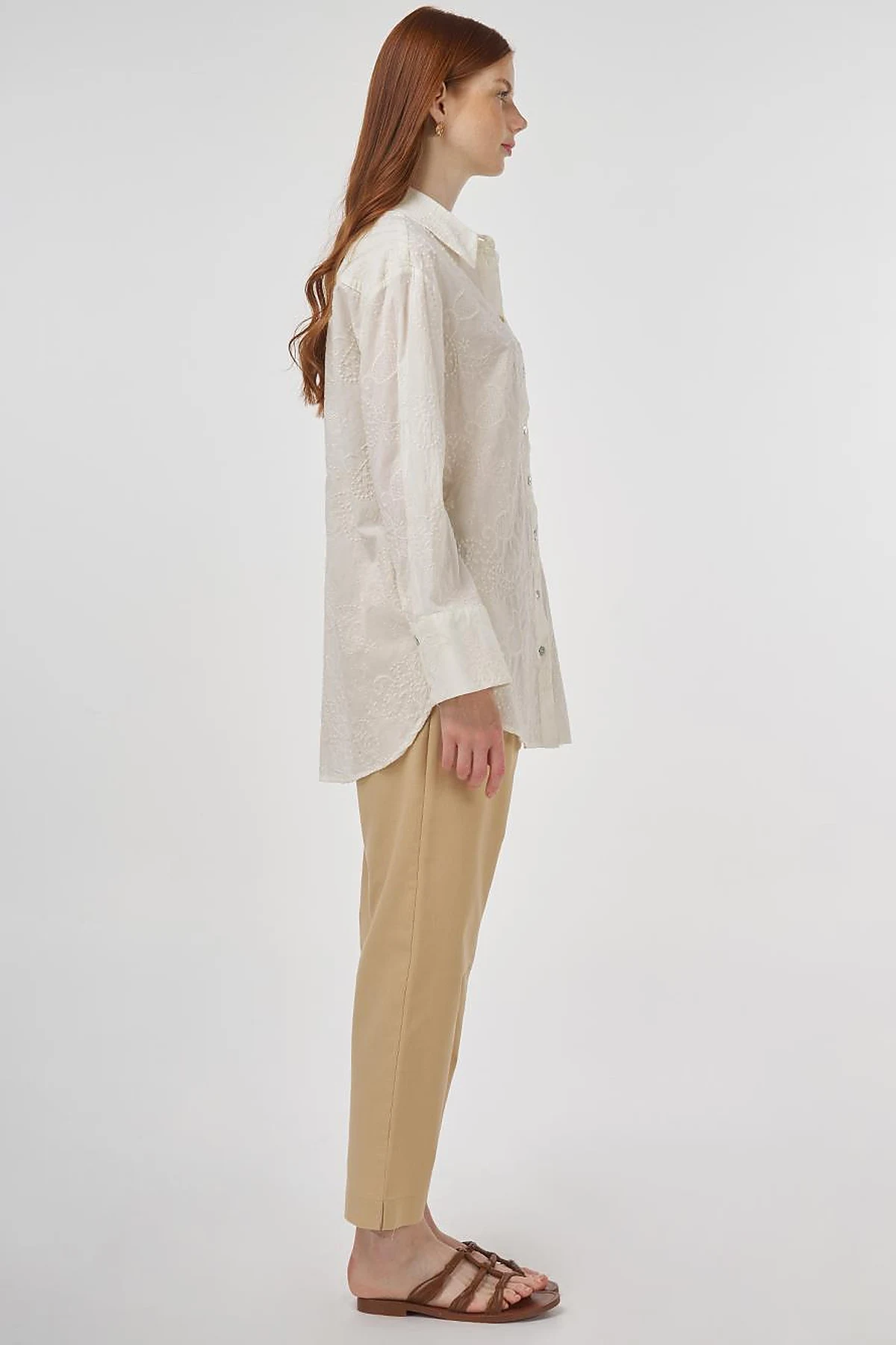 100% Cotton Tunic with Wide Cuffs Ecru