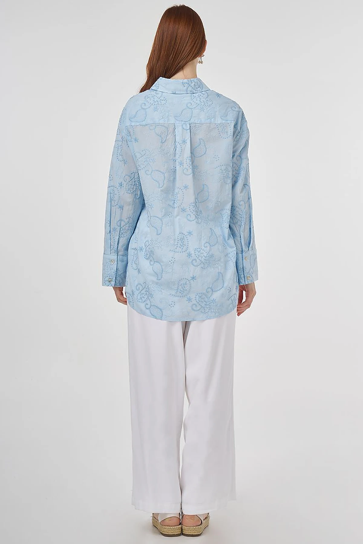 100% Cotton Tunic with Wide Cuffs Blue