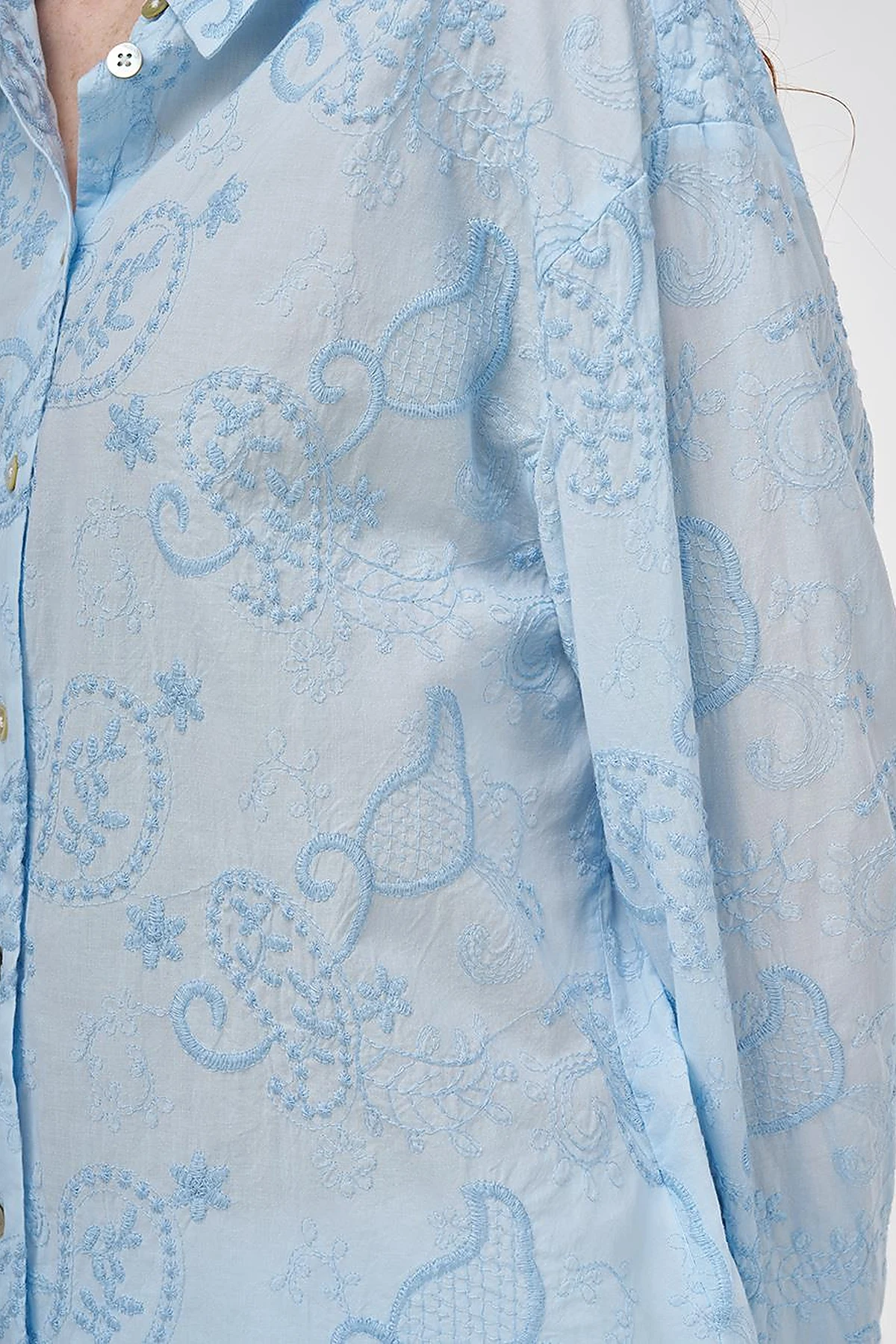 100% Cotton Tunic with Wide Cuffs Blue