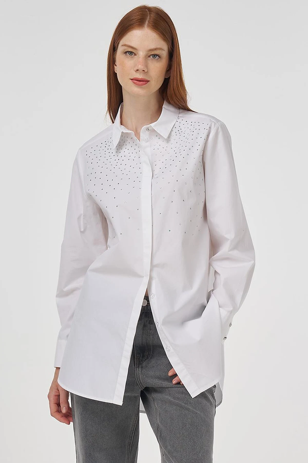 100% Cotton Tunic with Hotfix Print Optical White