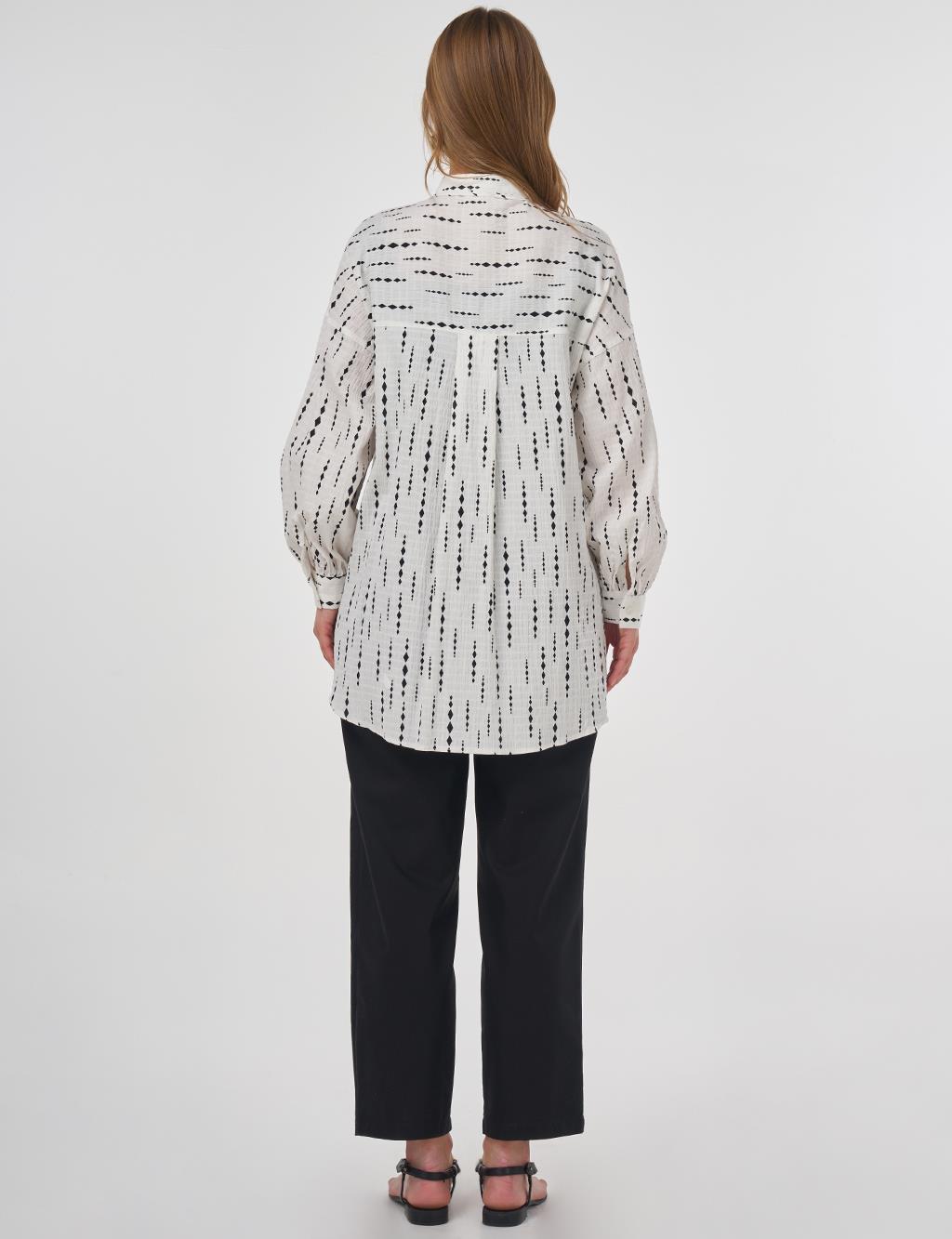 Tassel Detailed Cotton Tunic in Dark Navy