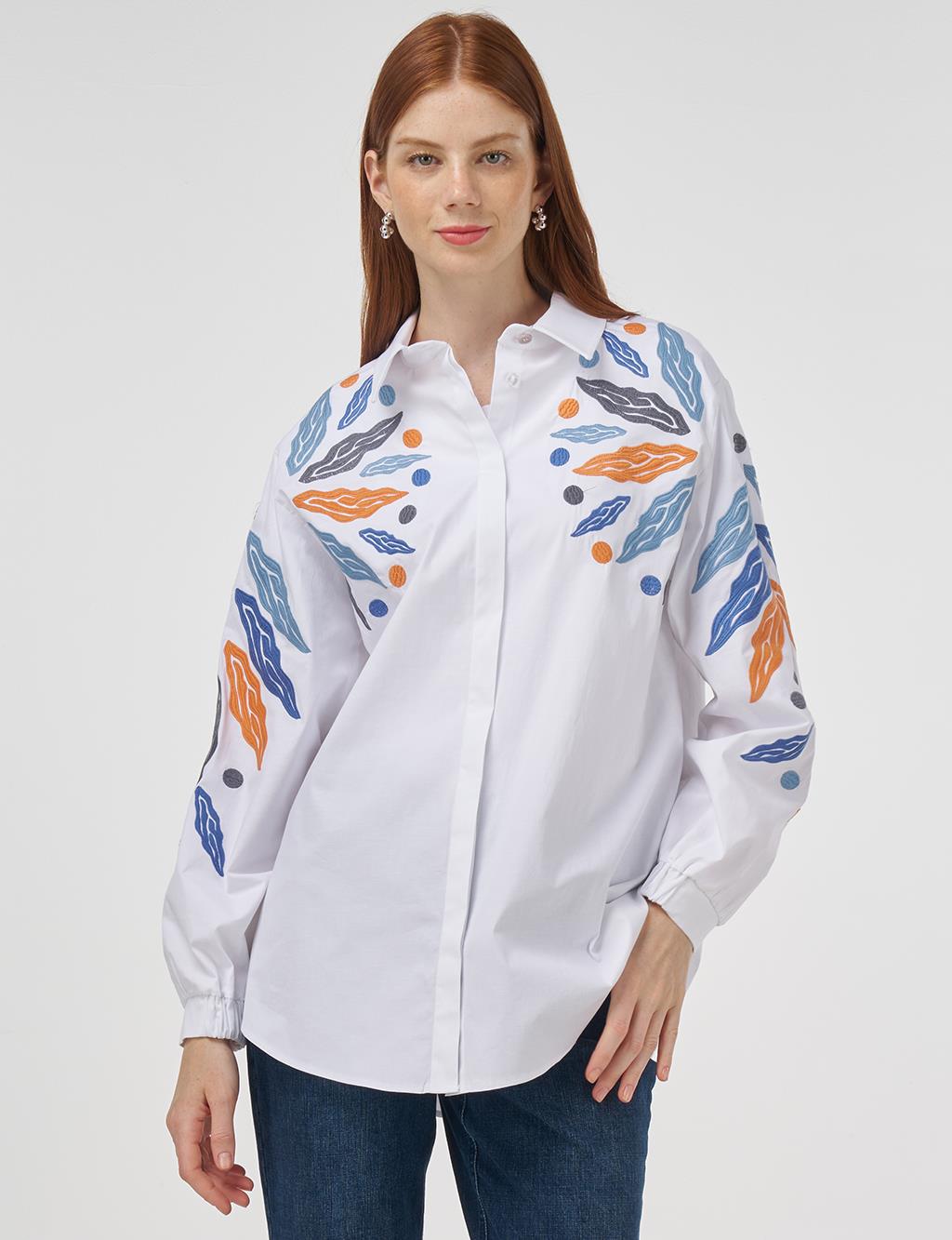 Embroidered Cotton Tunic in Optic White 
