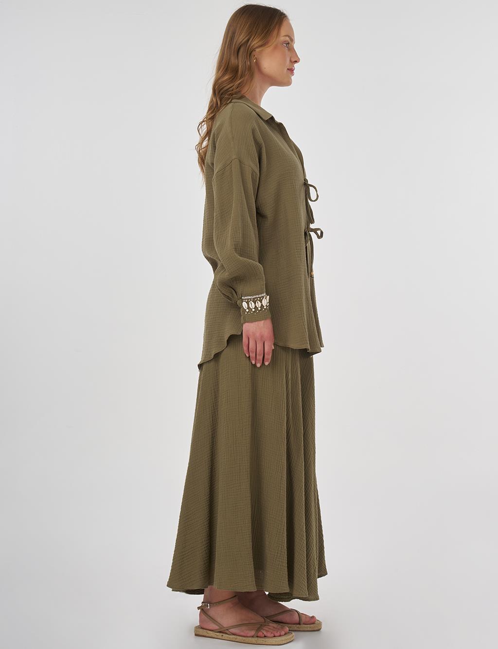 Drawstring Muslin Tunic Khaki