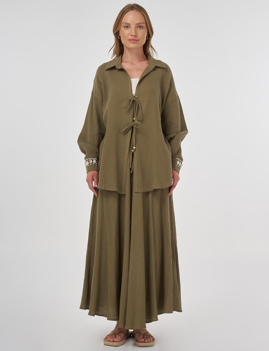 Drawstring Muslin Tunic Khaki