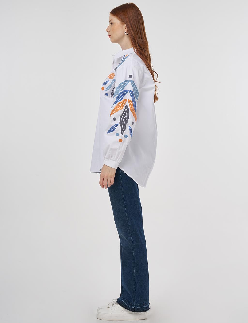 Embroidered Cotton Tunic in Optic White 