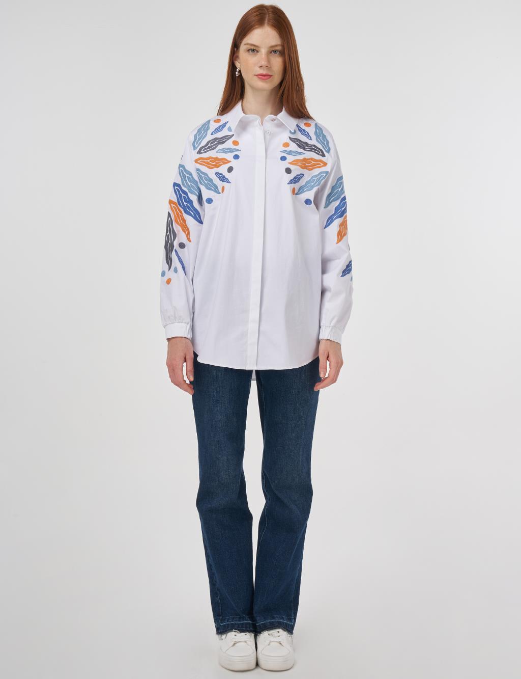 Embroidered Cotton Tunic in Optic White 