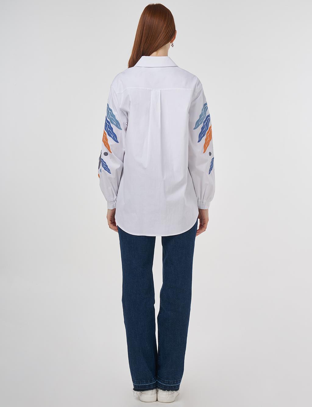 Embroidered Cotton Tunic in Optic White 