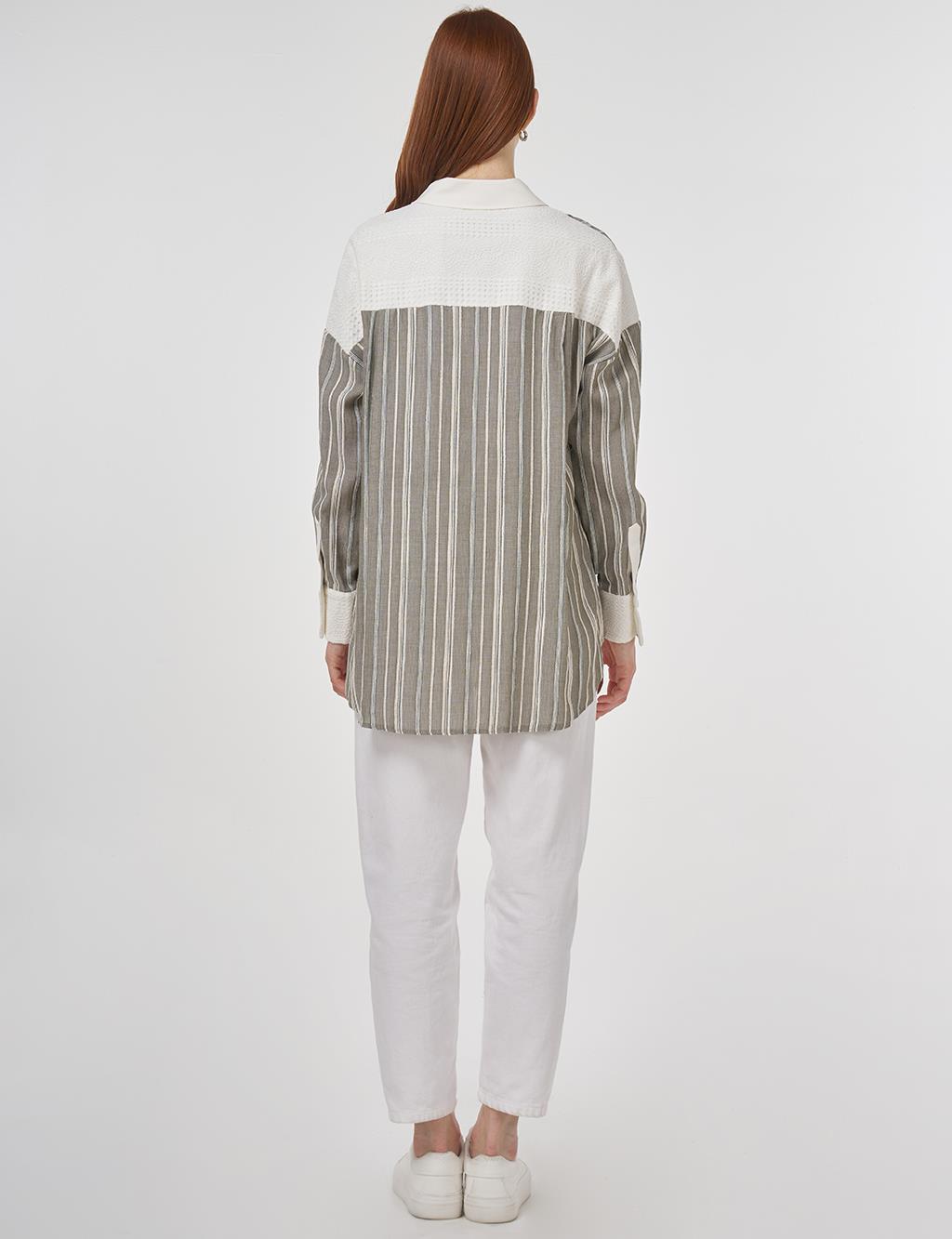 Lace-Trimmed Cotton Tunic Khaki