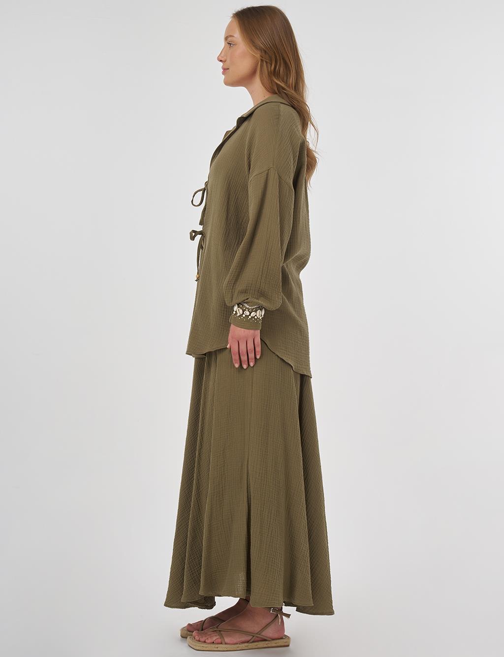 Drawstring Muslin Tunic Khaki
