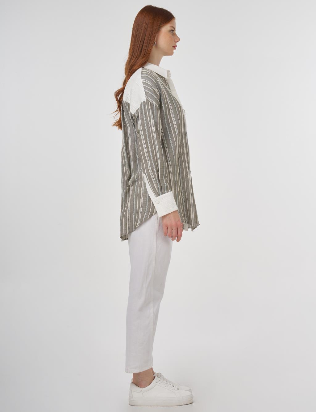 Lace-Trimmed Cotton Tunic Khaki