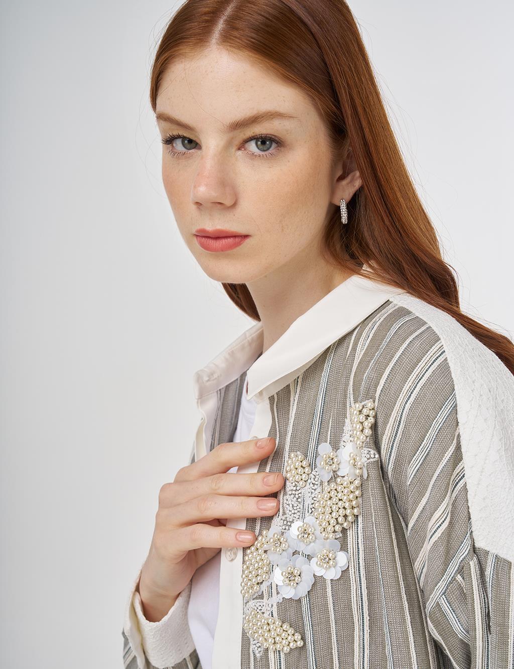 Lace-Trimmed Cotton Tunic Khaki