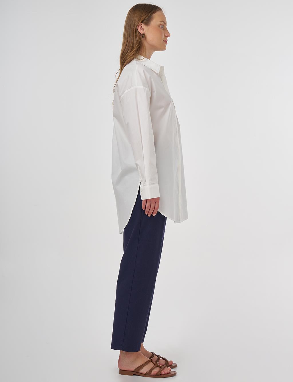 Embroidered Appliqué Cotton Tunic Ecru