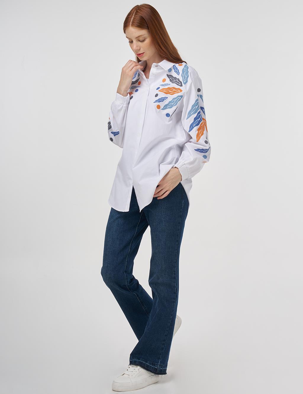 Embroidered Cotton Tunic in Optic White 
