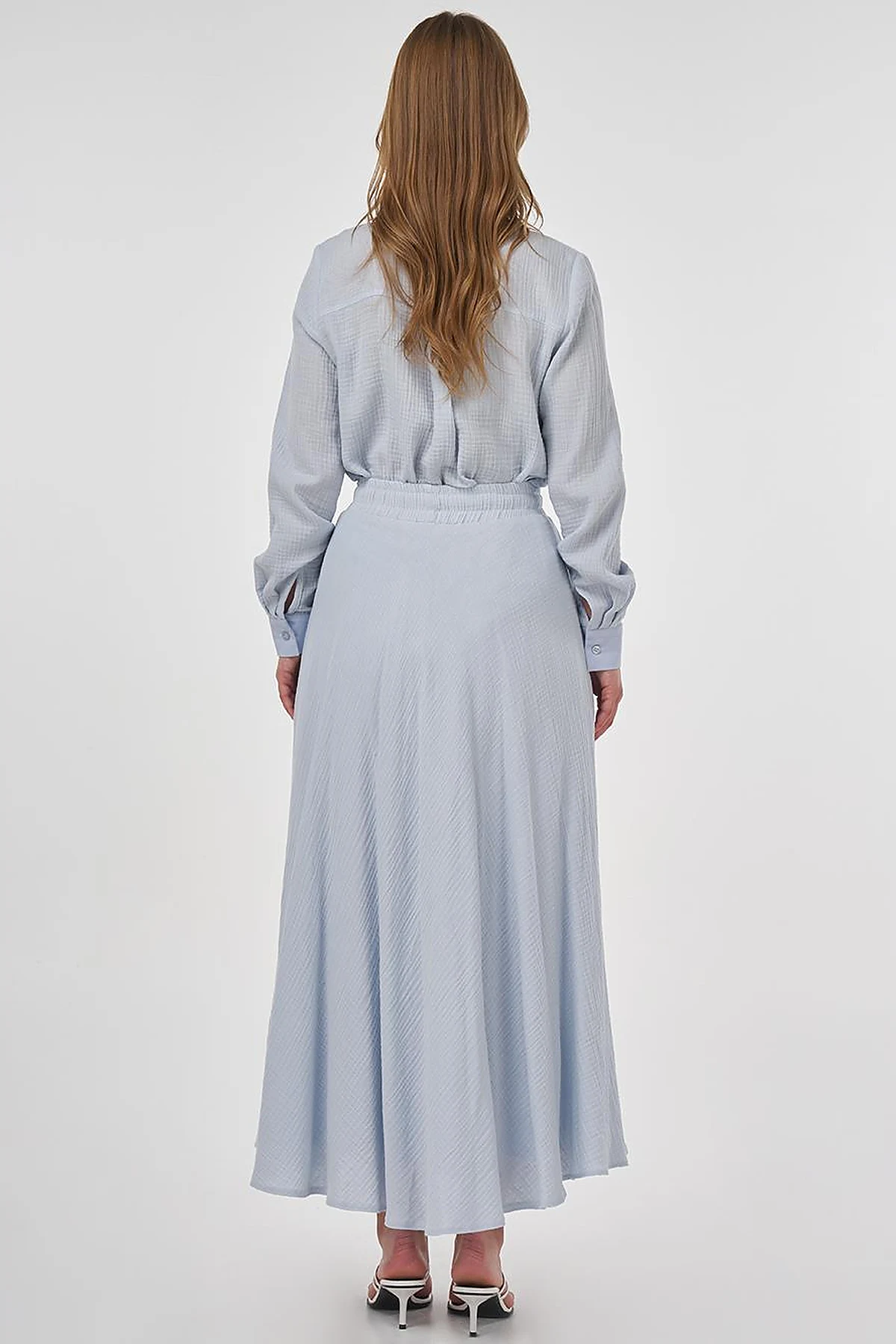 Drawstring Muslin Skirt in Blue
