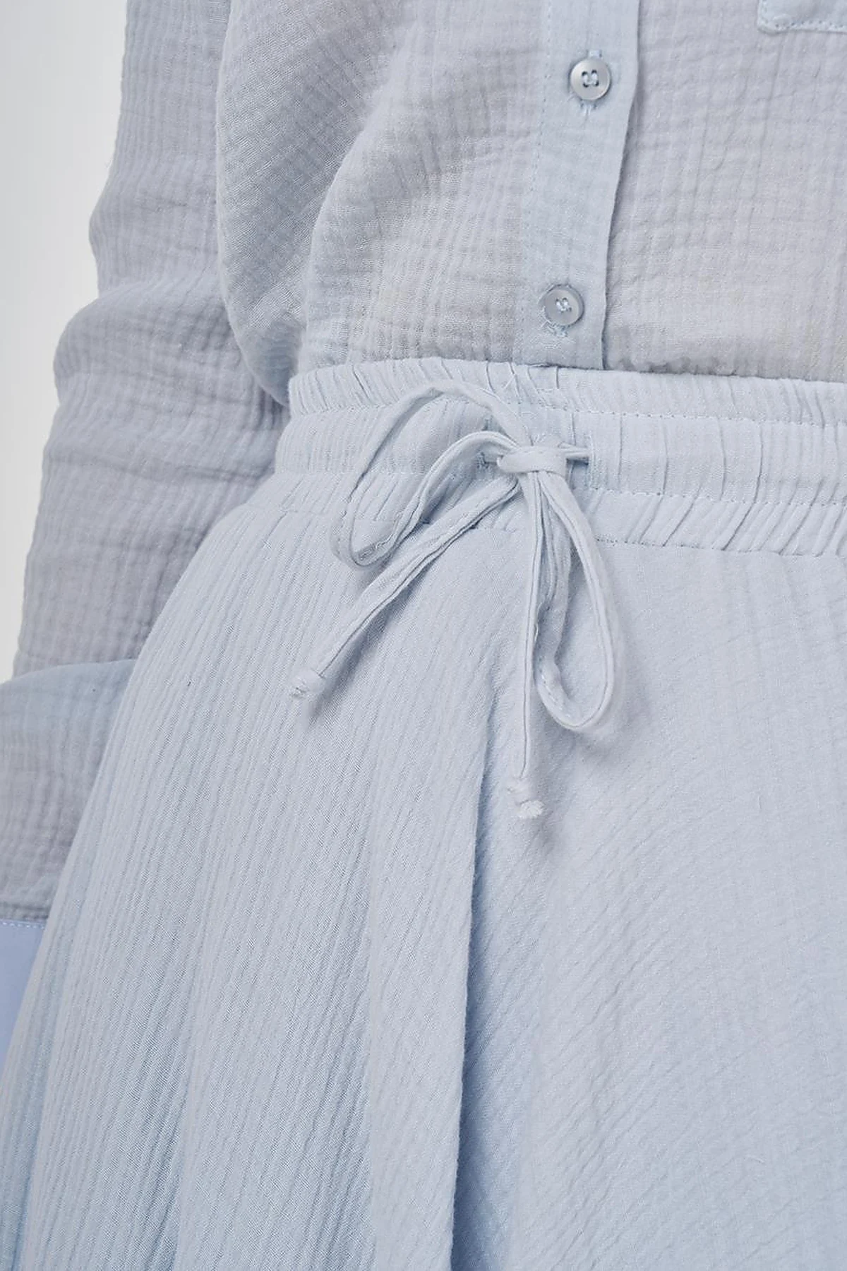 Drawstring Muslin Skirt in Blue