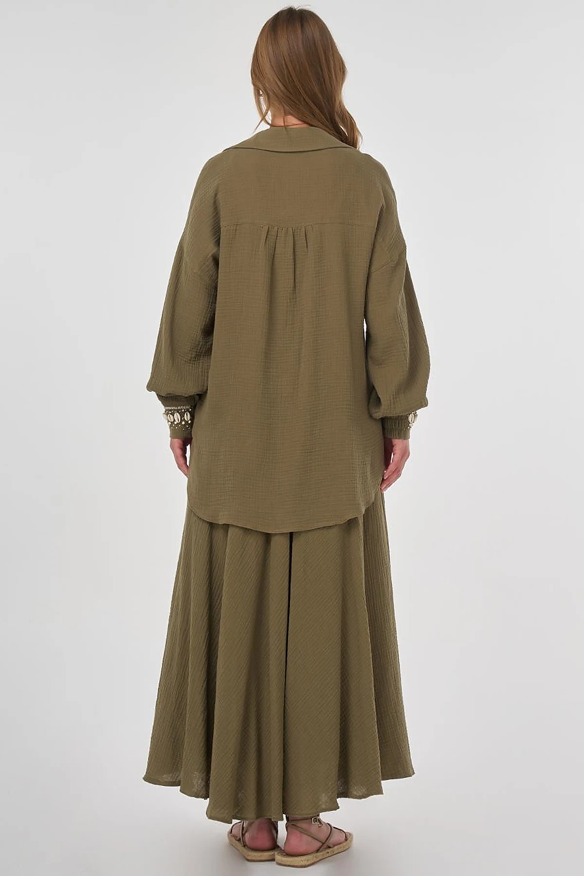 Drawstring Muslin Tunic Khaki