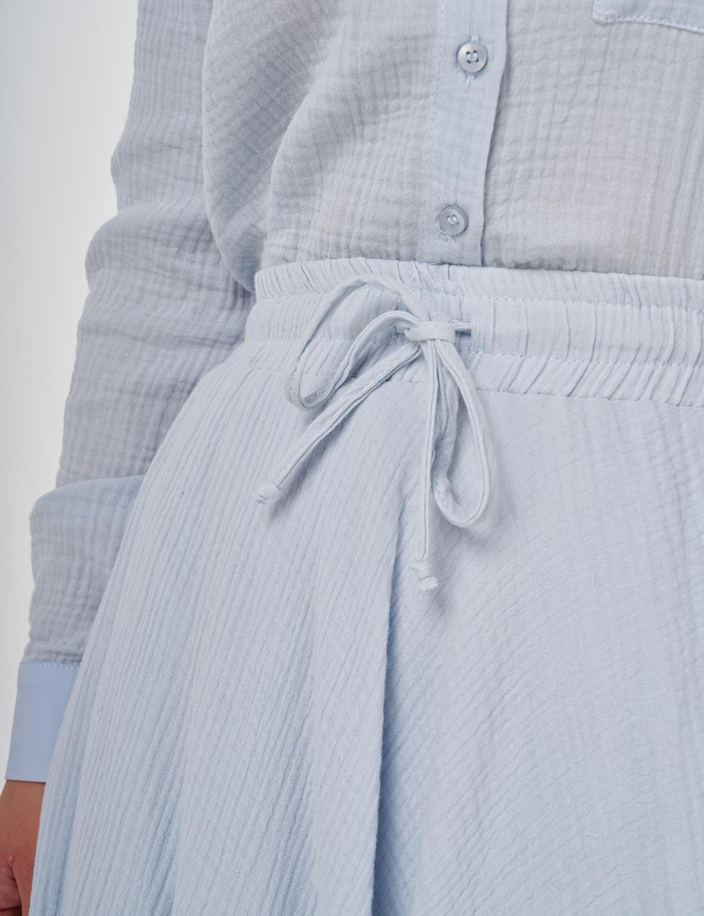 Drawstring Muslin Skirt in Blue
