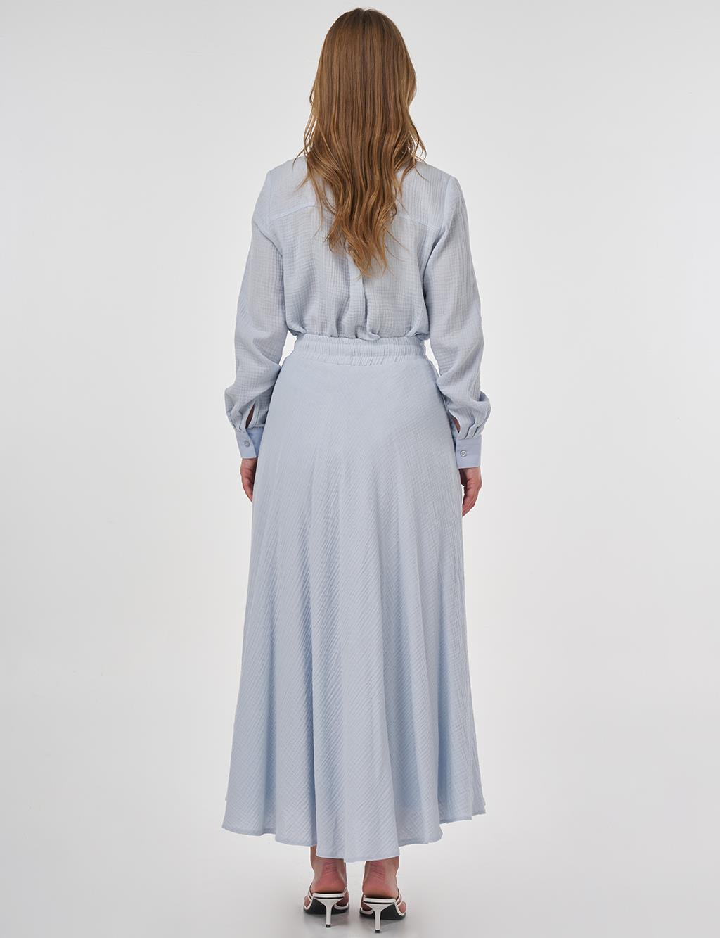 Drawstring Muslin Skirt in Blue