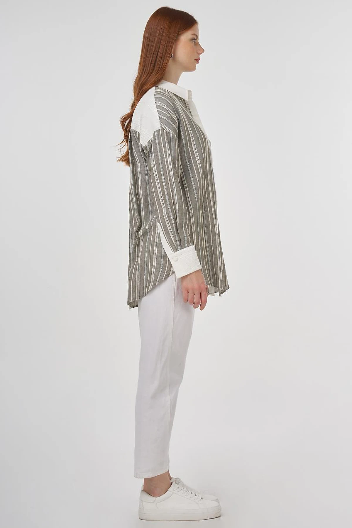 Lace-Trimmed Cotton Tunic Khaki