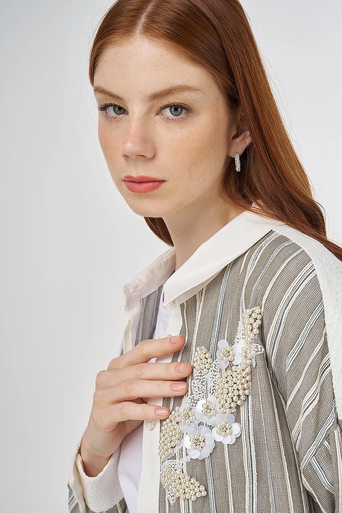 Lace-Trimmed Cotton Tunic Khaki