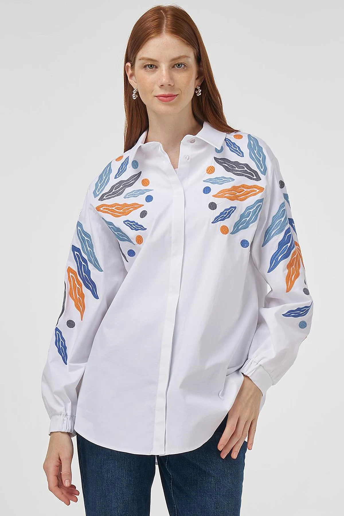 Embroidered Cotton Tunic in Optic White 
