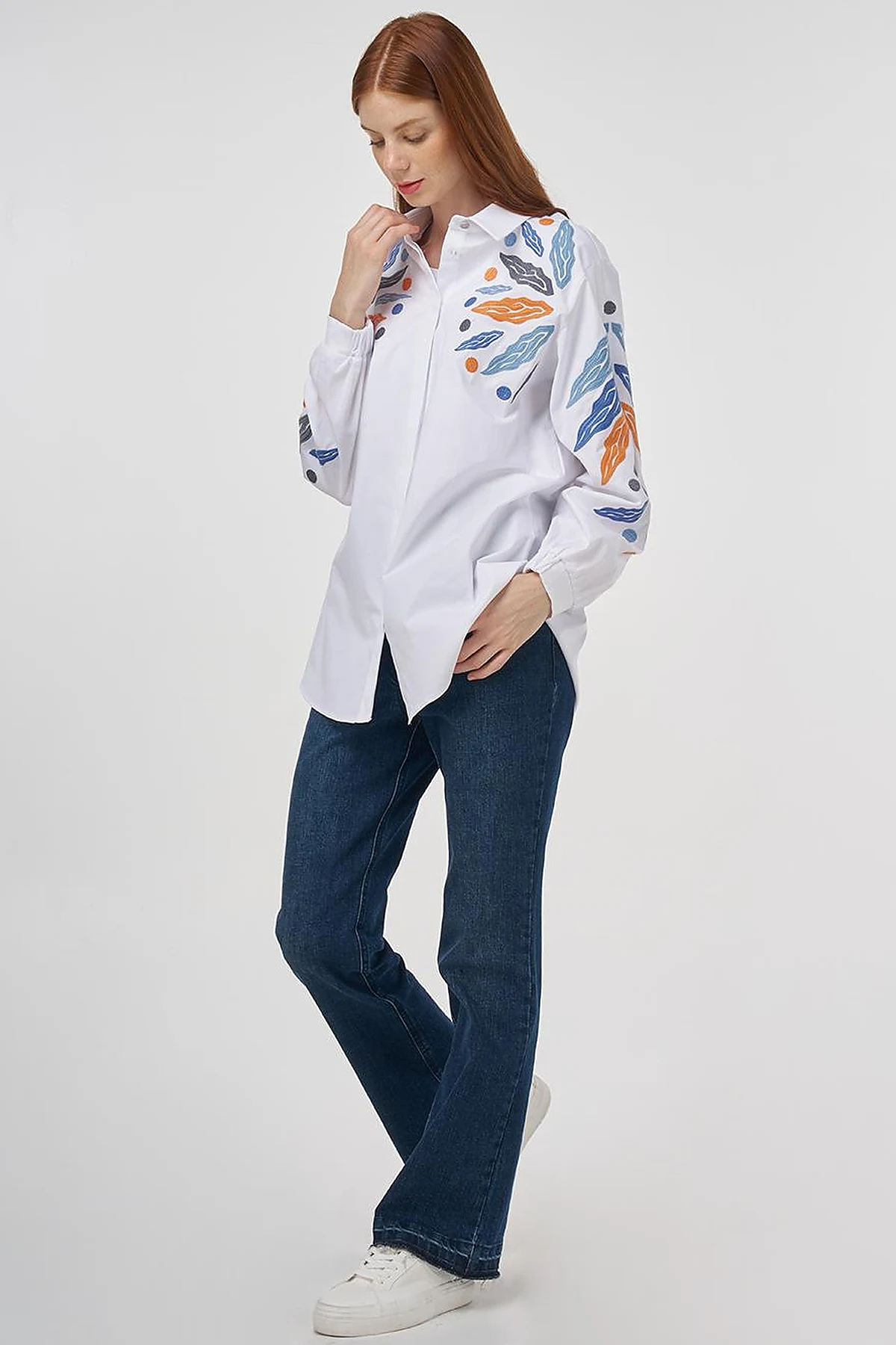 Embroidered Cotton Tunic in Optic White 