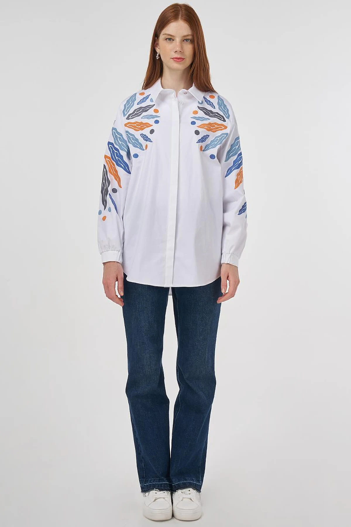 Embroidered Cotton Tunic in Optic White 