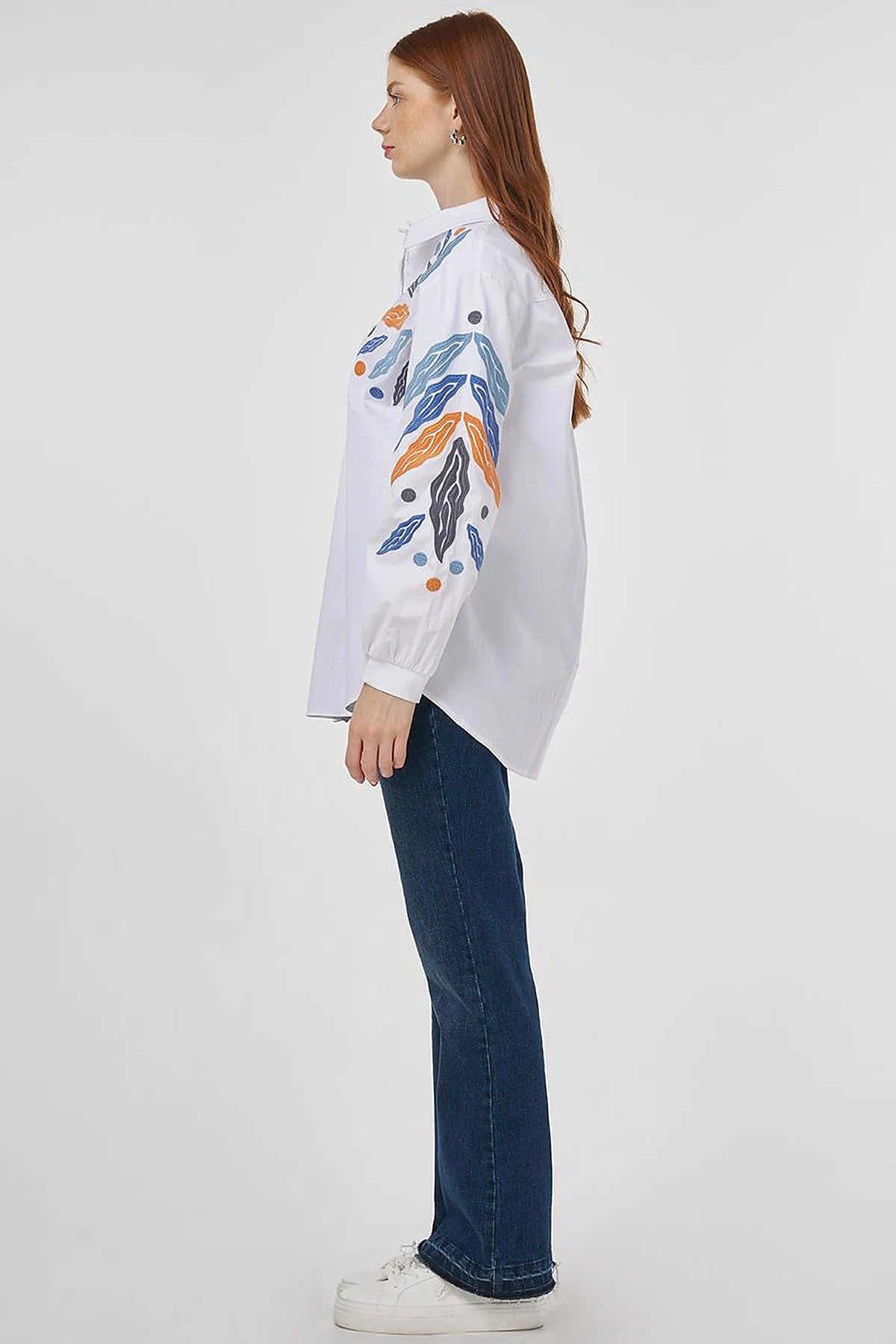 Embroidered Cotton Tunic in Optic White 