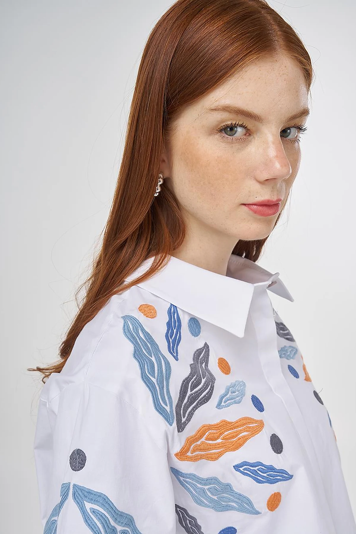 Embroidered Cotton Tunic in Optic White 