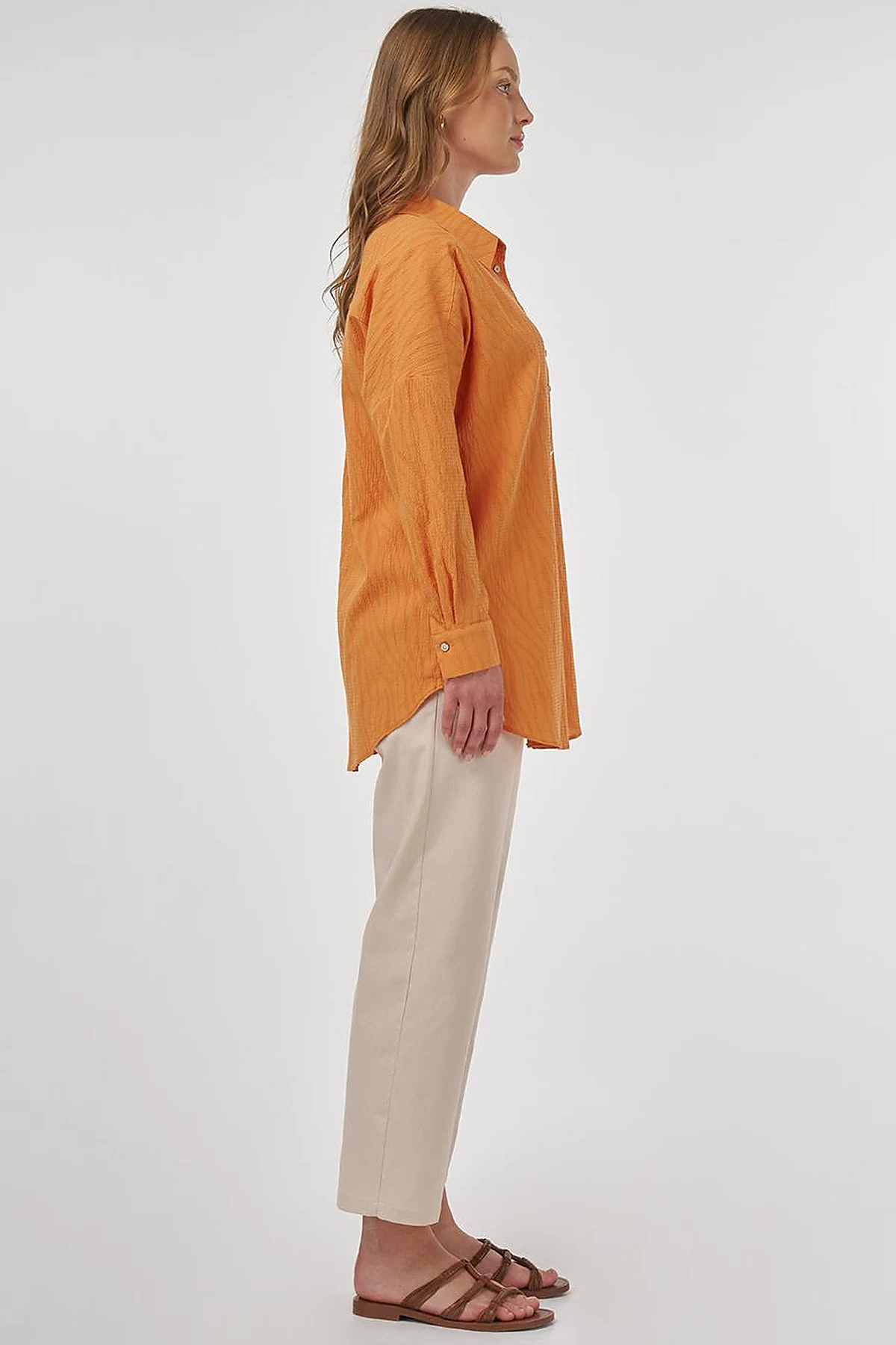 Palm Embroidered Cotton Tunic Amber
