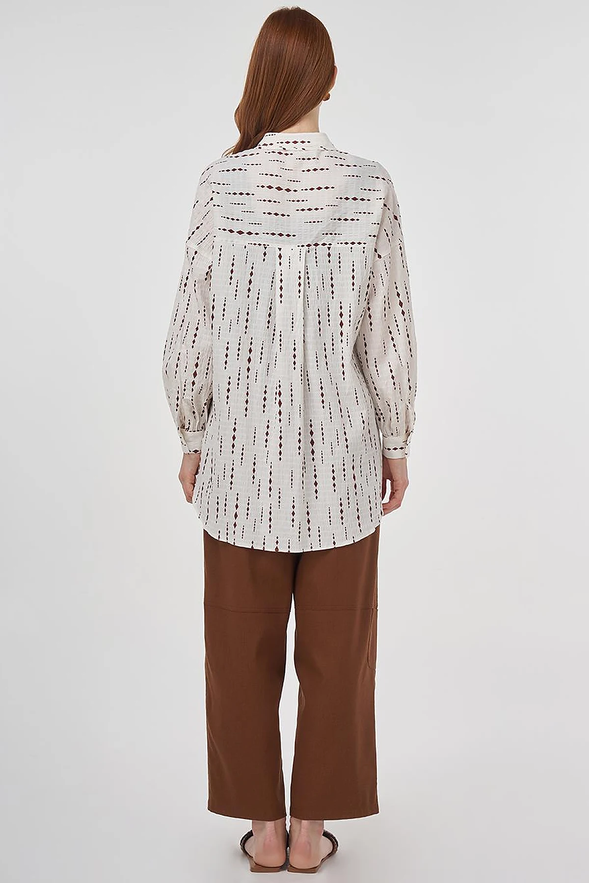 Tassel Detailed Cotton Tunic in Brown
