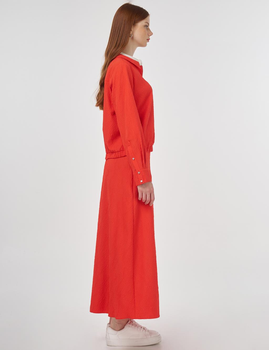 Seersucker Skirt Set Red
