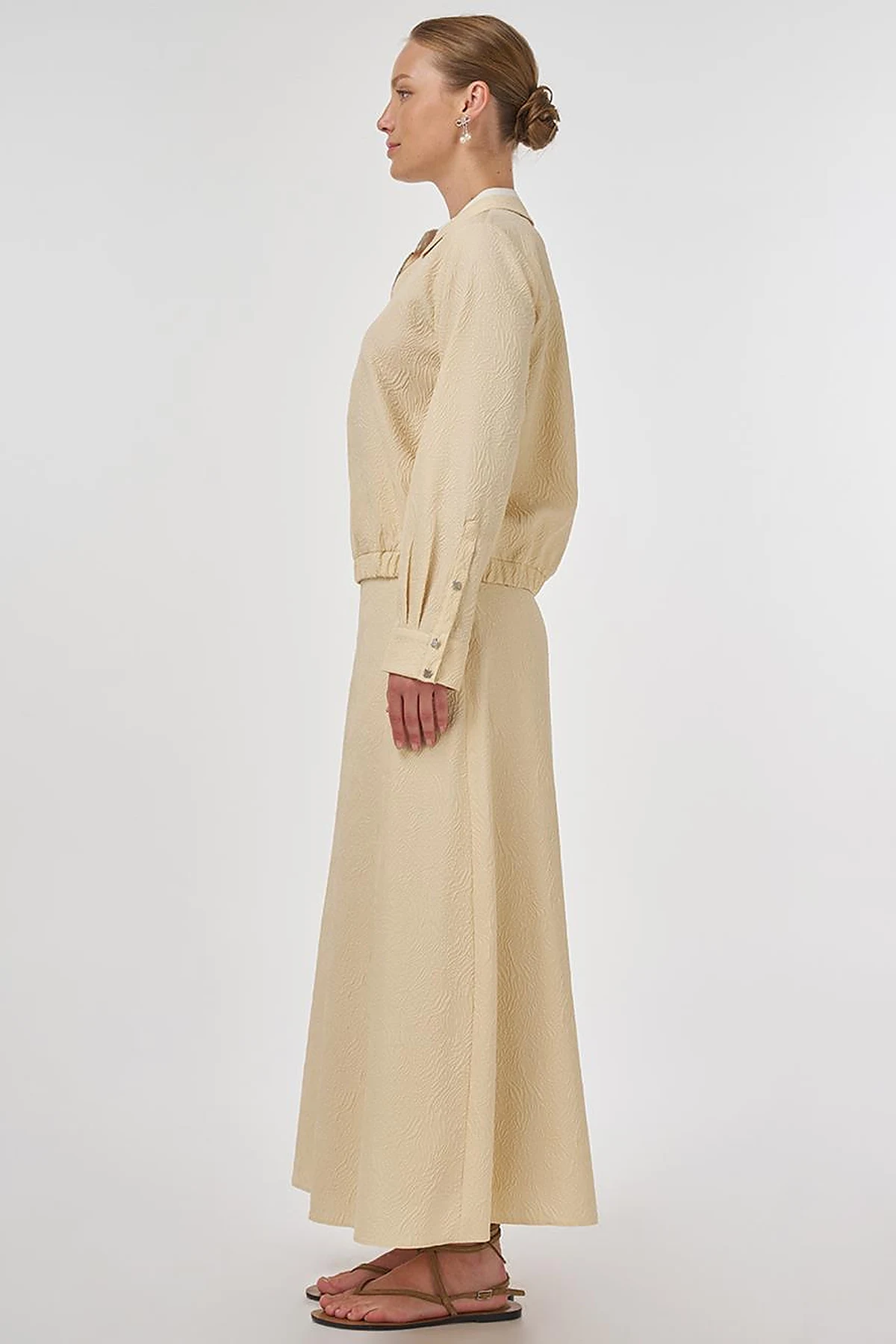Seersucker Skirt Set Light Yellow