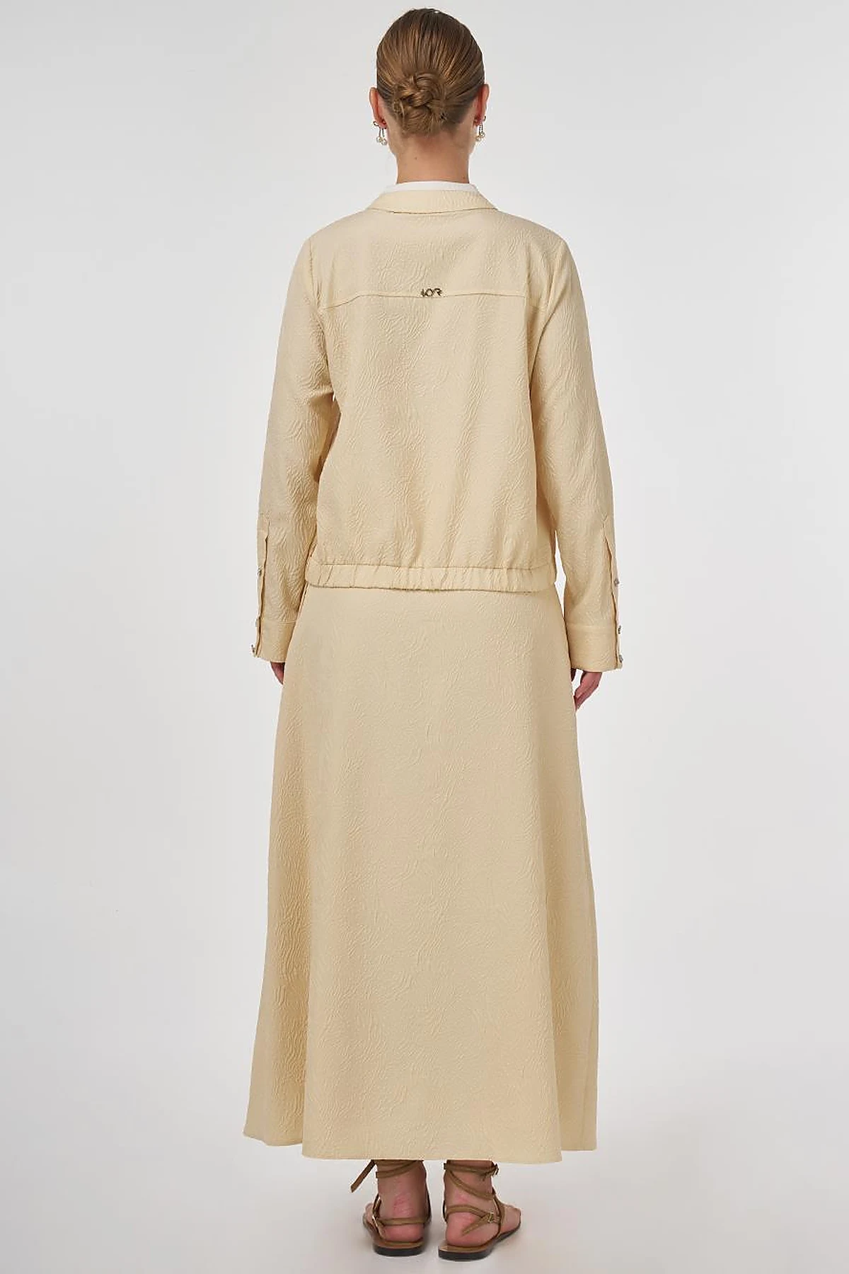 Seersucker Skirt Set Light Yellow