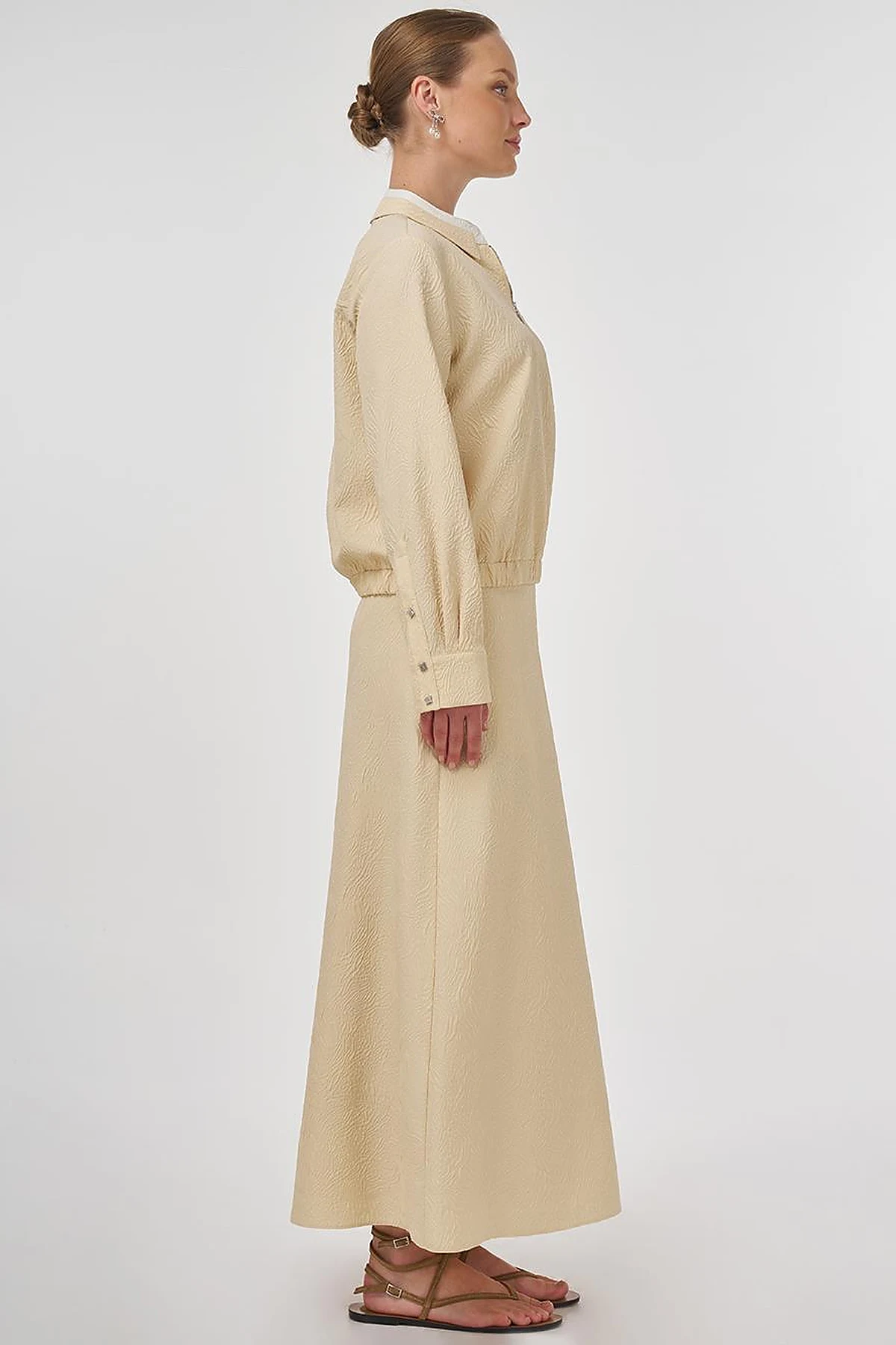 Seersucker Skirt Set Light Yellow