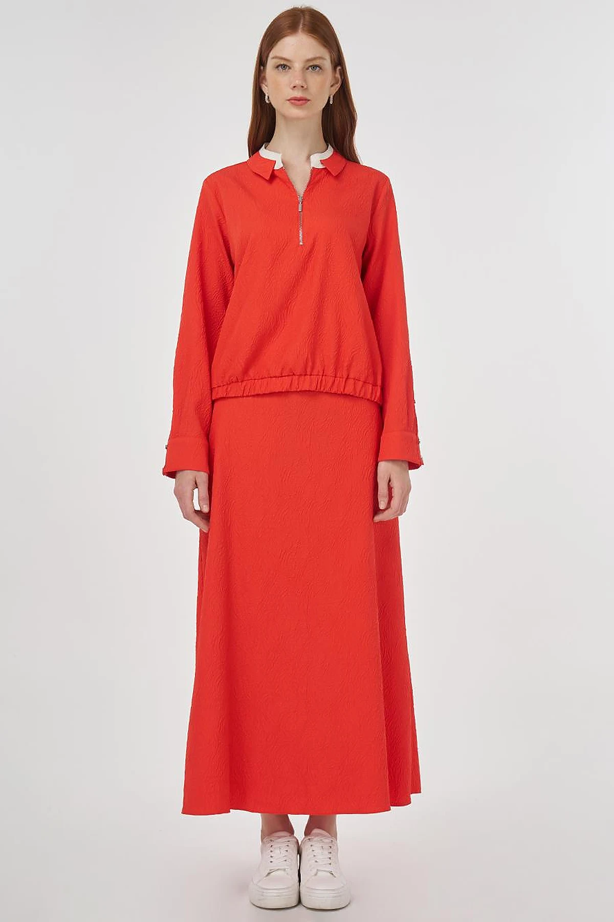 Seersucker Skirt Set Red