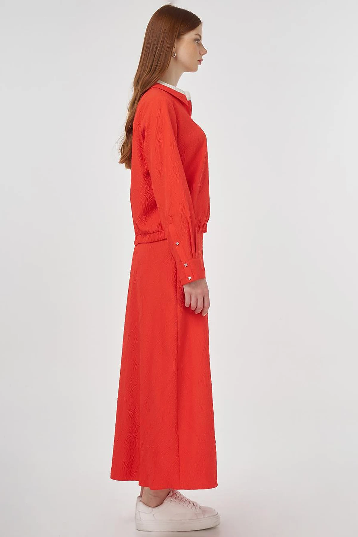 Seersucker Skirt Set Red