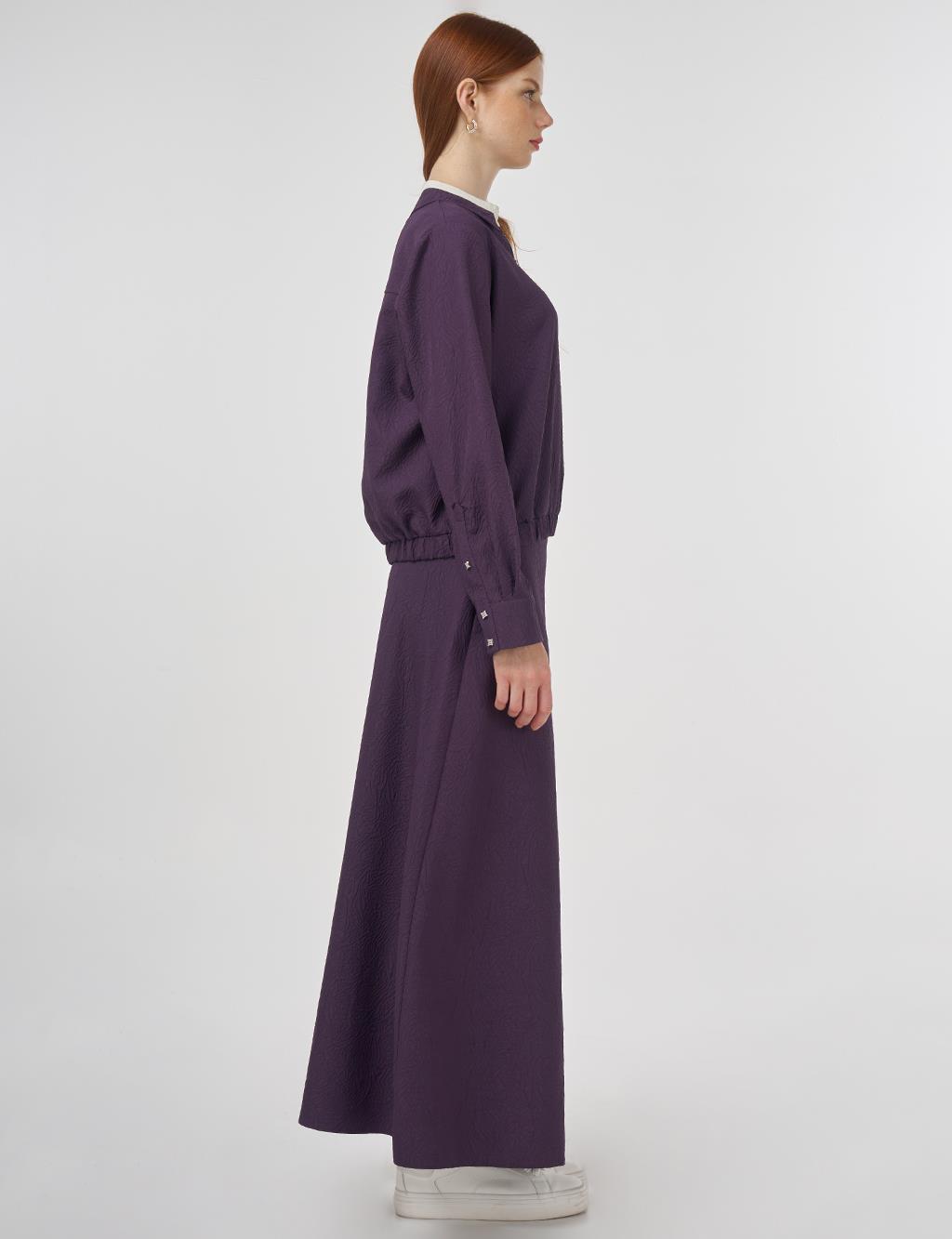 Seersucker Skirt Set Eggplant Purple