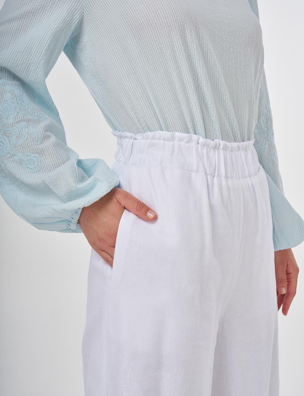 Wide-Leg Linen Viscose Pants Optic White 