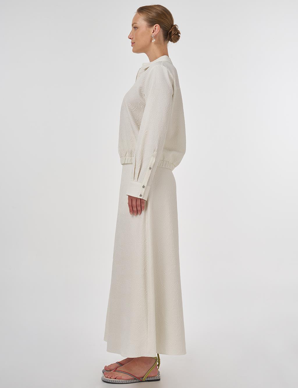 Seersucker Skirt Set Ecru