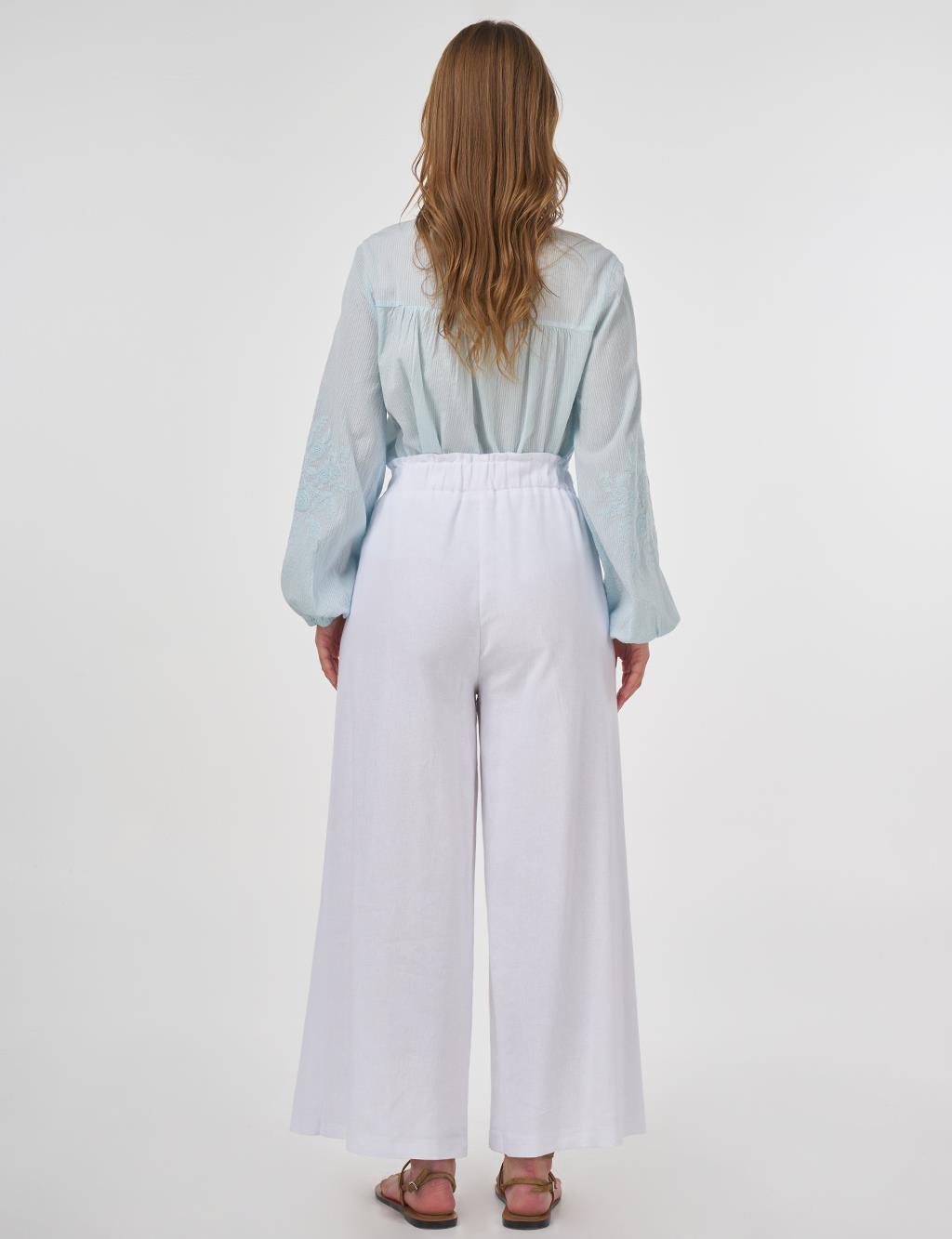 Wide-Leg Linen Viscose Pants Optic White 