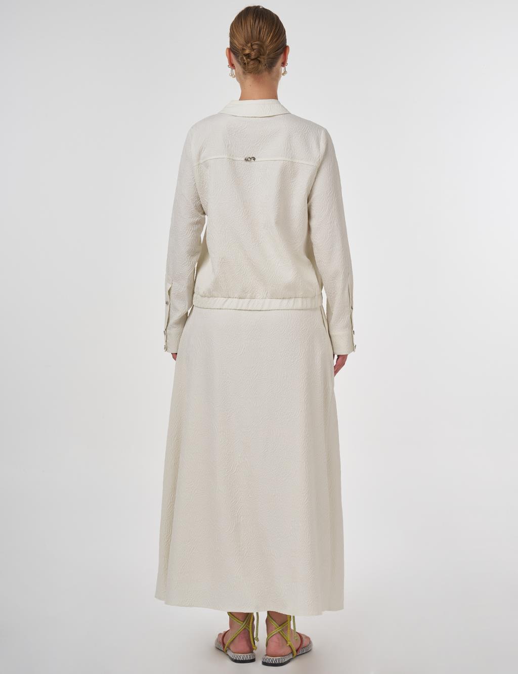 Seersucker Skirt Set Ecru