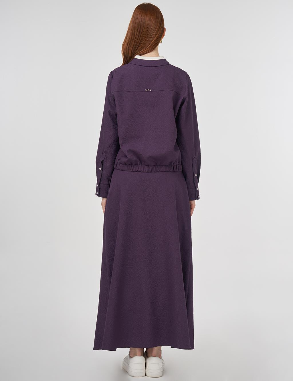 Seersucker Skirt Set Eggplant Purple