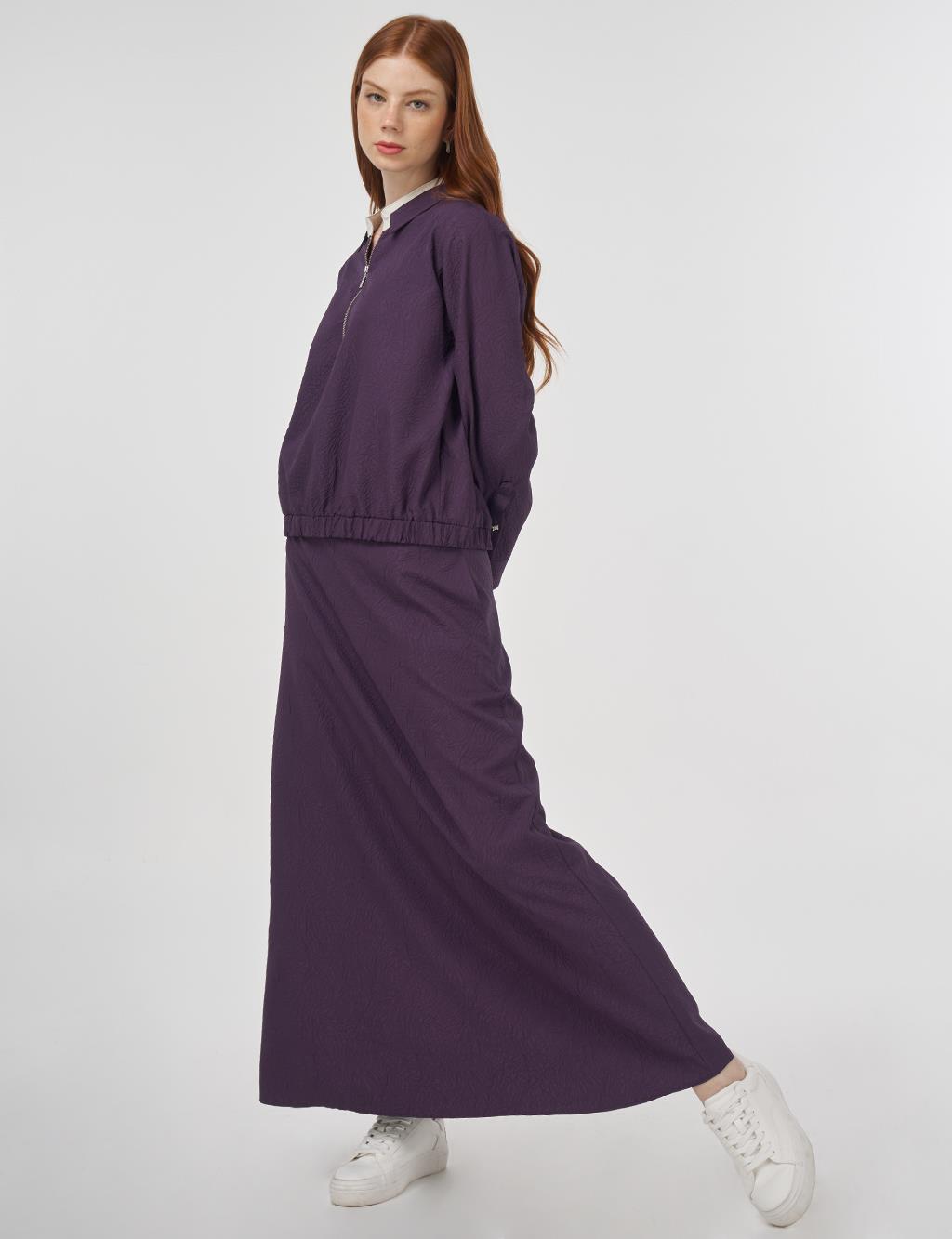 Seersucker Skirt Set Eggplant Purple